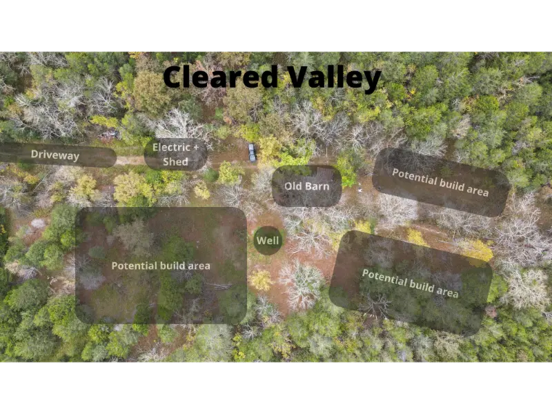 441 Pumpkin Hollow Rd overview showing cleared valley with potential build sites